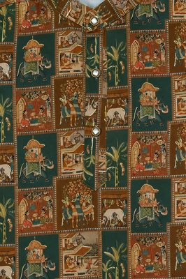 Boys rust brown folk art print kurta & dhoti set 2