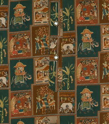 Boys rust brown folk art print kurta & dhoti set