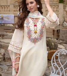 Floral Embroidered Kurta With Trousers & Dupatta