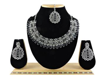 Black designer premium festive wear necklace set 1