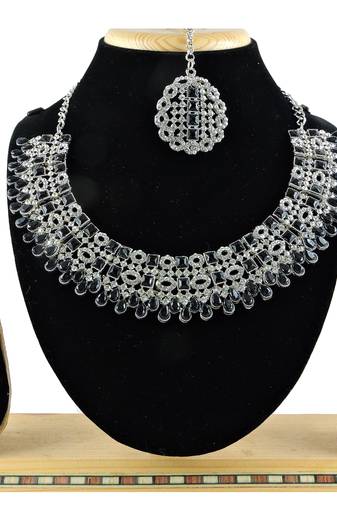 Black designer premium festive wear necklace set