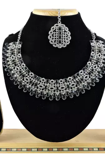 Black designer premium festive wear necklace set