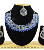 Blue designer premium festive wear necklace set
