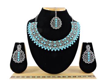 Turquoise designer premium festive wear necklace set 1