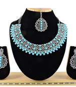 Turquoise designer premium festive wear necklace set