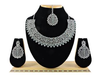 Grey designer premium festive wear necklace set 1