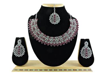Maroon designer premium festive wear necklace set 1
