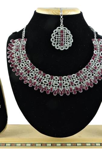 Maroon designer premium festive wear necklace set