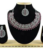 Maroon designer premium festive wear necklace set