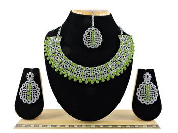 Green designer premium festive wear necklace set 1