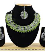 Green designer premium festive wear necklace set