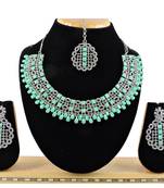 Green designer premium festive wear necklace set