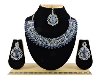 Blue designer premium festive wear necklace set 1