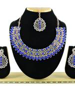 Blue designer premium festive wear necklace set