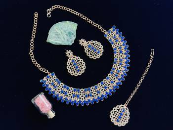 Blue designer premium festive wear necklace set 2
