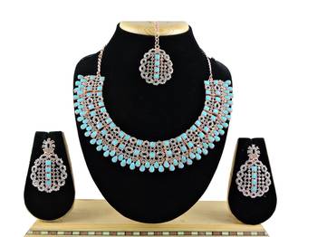 Turquoise designer premium festive wear necklace set 1