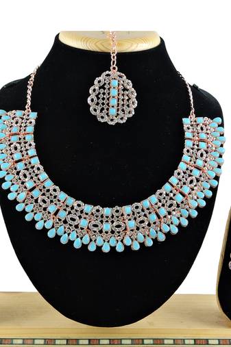 Turquoise designer premium festive wear necklace set