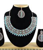 Turquoise designer premium festive wear necklace set
