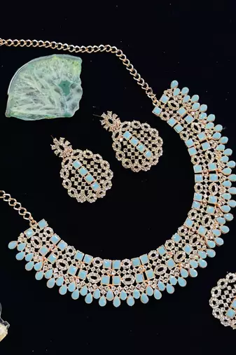 Turquoise designer premium festive wear necklace set