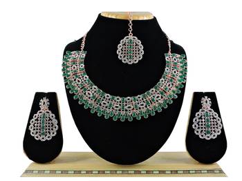 Green designer premium festive wear necklace set 1