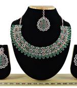 Green designer premium festive wear necklace set