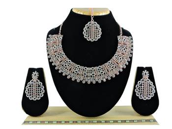 Grey designer premium festive wear necklace set 1