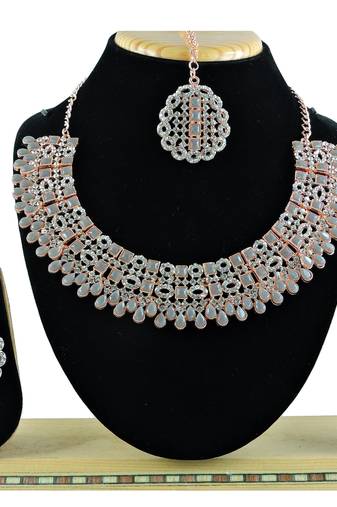 Grey designer premium festive wear necklace set