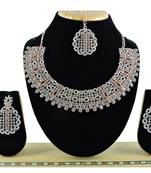 Grey designer premium festive wear necklace set