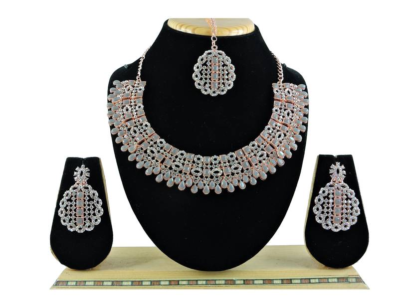 Grey designer premium festive wear necklace set