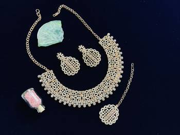 Grey designer premium festive wear necklace set 2