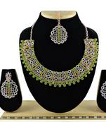 Green designer premium festive wear necklace set