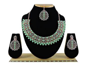 Green designer premium festive wear necklace set 1