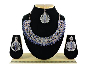Blue designer premium festive wear necklace set 1