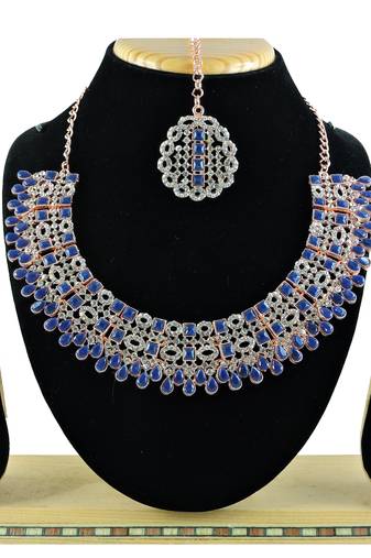 Blue designer premium festive wear necklace set