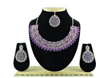 Purple designer premium festive wear necklace set 1