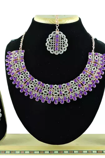 Purple designer premium festive wear necklace set