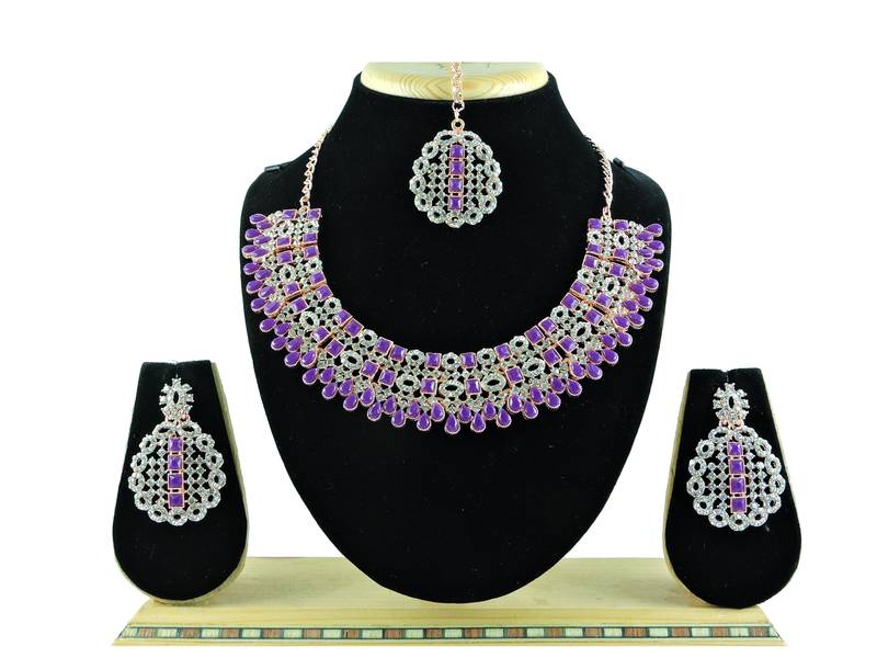 Purple designer premium festive wear necklace set