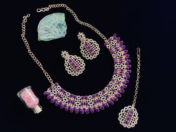 Purple designer premium festive wear necklace set 2