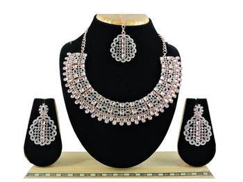 White designer premium festive wear necklace set 1