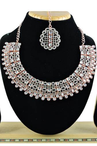 White designer premium festive wear necklace set