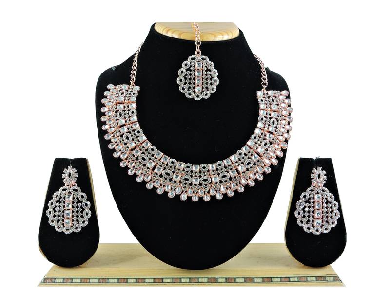White designer premium festive wear necklace set