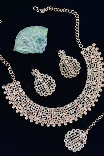 White designer premium festive wear necklace set