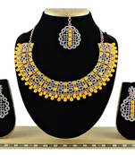 Yellow designer premium festive wear necklace set