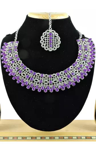 Purple designer premium festive wear necklace set