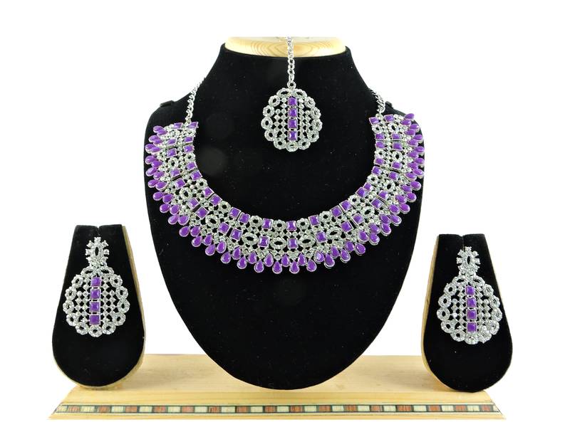 Purple designer premium festive wear necklace set