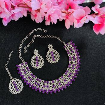 Purple designer premium festive wear necklace set 2