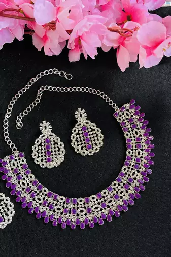 Purple designer premium festive wear necklace set