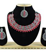 Red designer premium festive wear necklace set