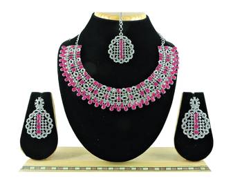 Red designer premium festive wear necklace set 1