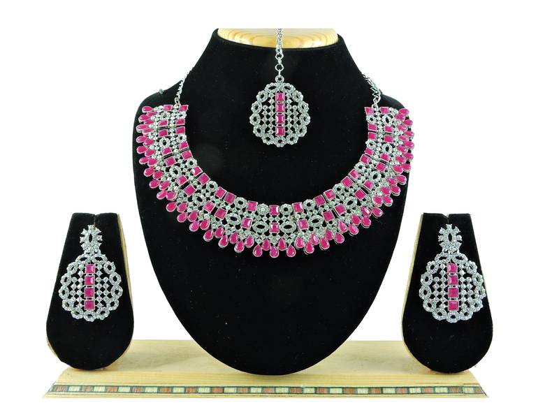 Red designer premium festive wear necklace set